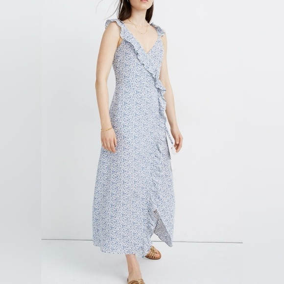 Madewell Ruffled Wrap Maxi Dress in Americana Floral - Size 6 - Picture 1 of 13